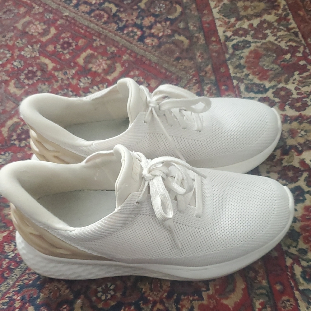 Elegant White and Gold Women's Sneakers
